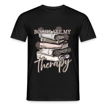 Books are therapy – design for book lovers - Men's T-Shirt - black - Front - AI Model Male 178 light (178cm)
