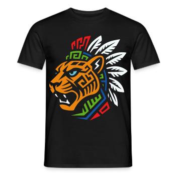 Tribal Tiger – Powerful ethnic design - Men's T-Shirt - black - Front - AI Model Male 178 light (178cm)
