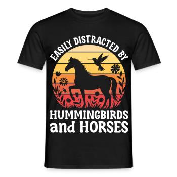 Kolibris und Pferde Reiten Reiten Reiter - Männer T-Shirt - Schwarz - Vorne - AI Model Male 178 light (178cm)