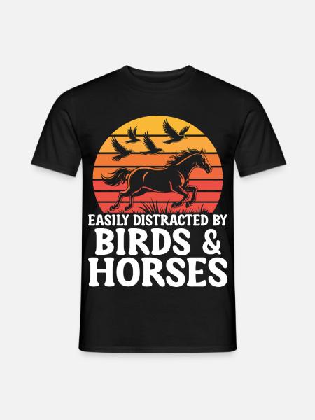 Vögel und Pferde Reiten Reiten Reiter - Männer T-Shirt - Schwarz