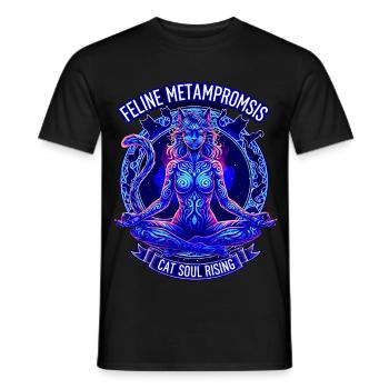 Chat Yoga - Âme de chat en ascension - Mystical Tribal - T-shirt homme - noir - Devant - AI Model Male 178 light (178cm)