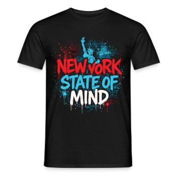 New York State of Mind – Graffiti Street Art Look - Men's T-Shirt - black - Front - AI Model Male 178 light (178cm)