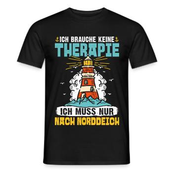 North Sea holiday NEED NO THERAPY HAS TO GO TO - Men's T-Shirt - black - Front - AI Model Male 178 light (178cm)