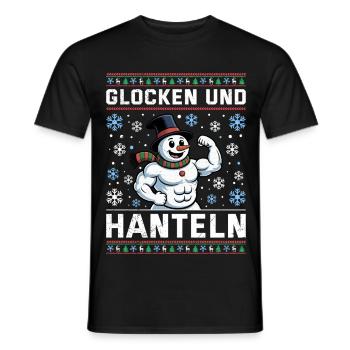 Noël CLOCHES ET HALTÈRES Fun - T-shirt homme - noir - Devant - AI Model Male 178 light (178cm)