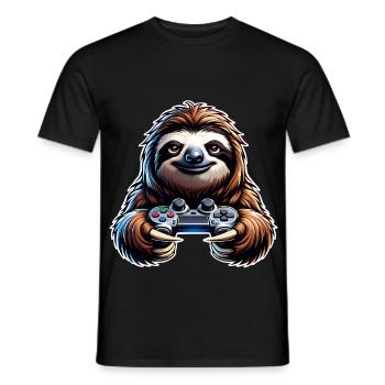 Gaming Faultier Controller - Männer T-Shirt - Schwarz - Vorne - AI Model Male 178 light (178cm)