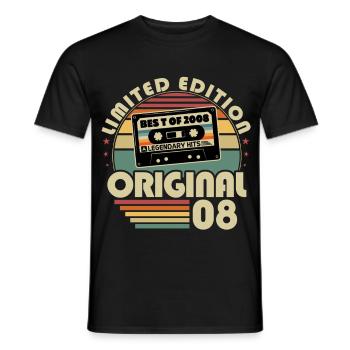 2008 Vintage Born Vintage Anniversaire Rétro - T-shirt homme - noir - Devant - AI Model Male 178 light (178cm)