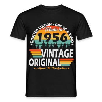 1956 Vintage Born Retro Birthday Gift - Men's T-Shirt - black - Front - AI Model Male 178 light (178cm)