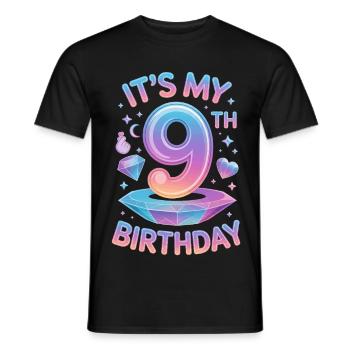 Happy 9th Birthday! - Men's T-Shirt - black - Front - AI Model Male 178 light (178cm)