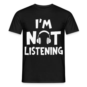 Je n’écoute pas de musique casque d’écoute - T-shirt homme - noir - Devant - AI Model Male 178 light (178cm)