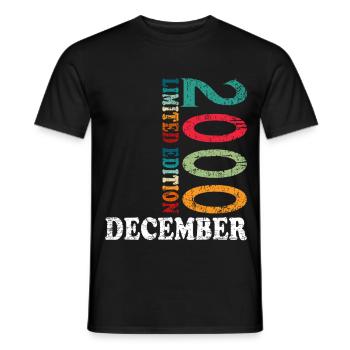 Birthday in December 2000 - December - Men's T-Shirt - black - Front - AI Model Male 178 light (178cm)