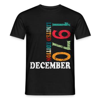 Anniversaire en décembre 1970 - décembre - T-shirt homme - noir - Devant - AI Model Male 178 light (178cm)