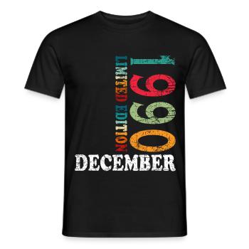 Anniversaire en décembre 1990 - décembre - T-shirt homme - noir - Devant - AI Model Male 178 light (178cm)