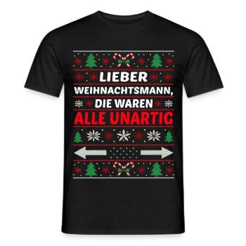 Lieber Weihnachtsmann waren alle unartig lustig - Männer T-Shirt - Schwarz - Vorne - AI Model Male 178 light (178cm)