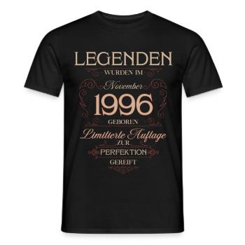 30ème Anniversaire Légende Novembre Millésime 1996 - T-shirt homme - noir - Devant - AI Model Male 178 light (178cm)