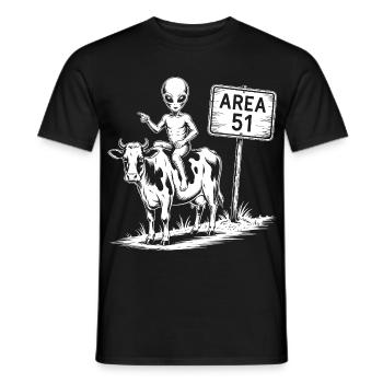 Lustige Area 51 Alien UFO Reitkuh - Männer T-Shirt - Schwarz - Vorne - AI Model Male 178 light (178cm)