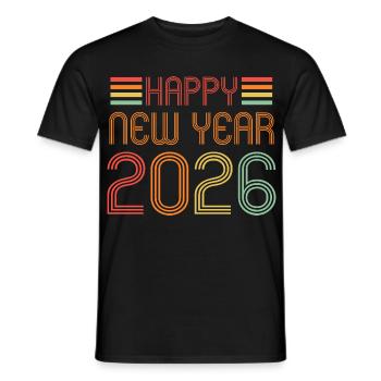 Vintage Bonne Année 2026 - T-shirt homme - noir - Devant - AI Model Male 178 light (178cm)