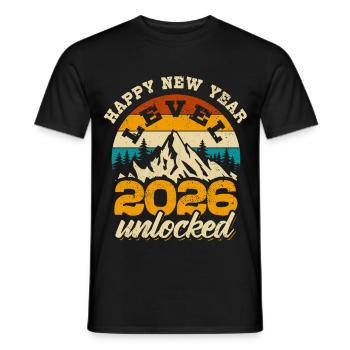 Bonne Année | Niveau 2026 débloqué | Joueur - T-shirt homme - noir - Devant - AI Model Male 178 light (178cm)