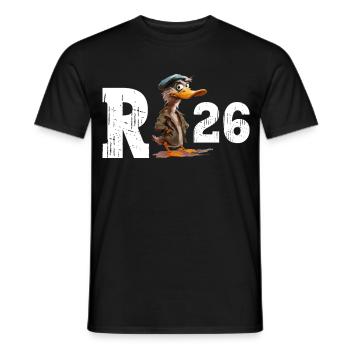 Pension 2026 Duck Pensioner Retired Funny - Men's T-Shirt - black - Front - AI Model Male 178 light (178cm)