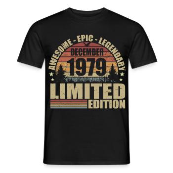 December 1979 - Limited Edition December 1979 - Men's T-Shirt - black - Front - AI Model Male 178 light (178cm)
