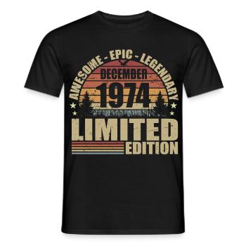 Dezember 1974 - Limitierte Auflage Dezember 1974 - Männer T-Shirt - Schwarz - Vorne - AI Model Male 178 light (178cm)