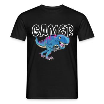 Gamer Gaming T_Rex - Männer T-Shirt - Schwarz - Vorne - AI Model Male 178 light (178cm)