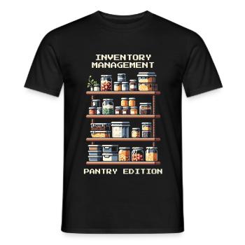 Gestion des stocks | Édition garde-manger - T-shirt homme - noir - Devant - AI Model Male 178 light (178cm)