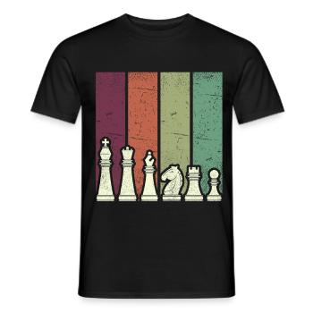 Colored Chess Pieces Line Painting - Men's T-Shirt - black - Front - AI Model Male 178 light (178cm)