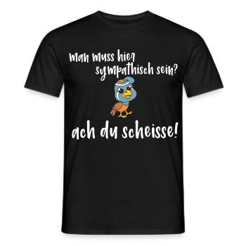 Frecher Vogel Spruch - man muss sympatisch sein? - Männer T-Shirt - Schwarz - Vorne - AI Model Male 178 light (178cm)