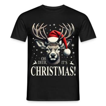 Cerf avec chapeau de Noël Noël Noël - T-shirt homme - noir - Devant - AI Model Male 178 light (178cm)