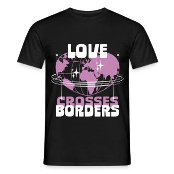L’humanité L’égalité L’amour traverse les frontières - T-shirt homme - noir - Devant - AI Model Male 178 light (178cm)