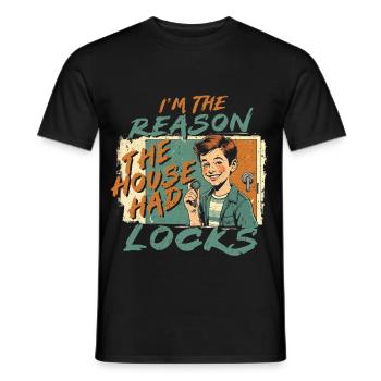 Brother Sister I'm The Reason House Had Locks - Men's T-Shirt - black - Front - AI Model Male 178 light (178cm)