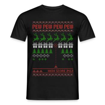 Pew Pew Pew Pew | Ballerspiel | ugly christmas - Männer T-Shirt - Schwarz - Vorne - AI Model Male 178 light (178cm)