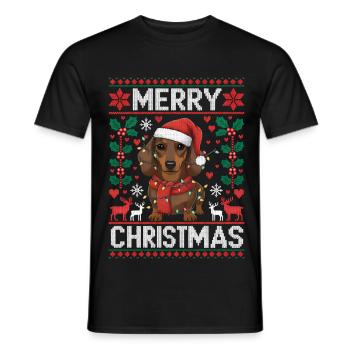Funny Dachshund Christmas Dachshund Gift - Men's T-Shirt - black - Front - AI Model Male 178 light (178cm)