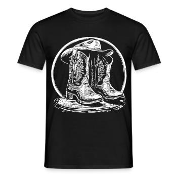 Western Boots silhouette in a circle - Men's T-Shirt - black - Front - AI Model Male 178 light (178cm)