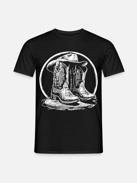 Western Boots Silhouette im Kreis - Männer T-Shirt - Schwarz