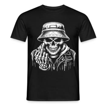 Schädel mit Bucket Hat und Mittelfinger - Männer T-Shirt - Schwarz - Vorne - AI Model Male 178 light (178cm)