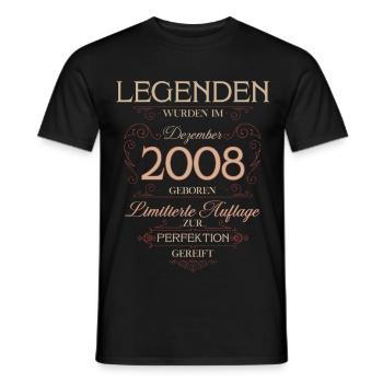 18th Birthday Legend December Vintage 2008 - Men's T-Shirt - black - Front - AI Model Male 178 light (178cm)