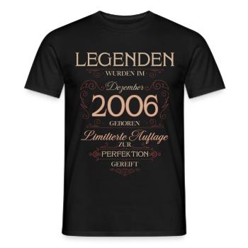 20th Birthday Legend December Vintage 2006 - Men's T-Shirt - black - Front - AI Model Male 178 light (178cm)
