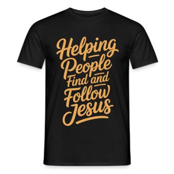 Helping People Find And Follow Jesus - Men's T-Shirt - black - Front - AI Model Male 178 light (178cm)