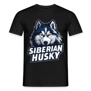 Siberian Husky Head Illustration - Men's T-Shirt - black - Front - AI Model Male 178 light (178cm)