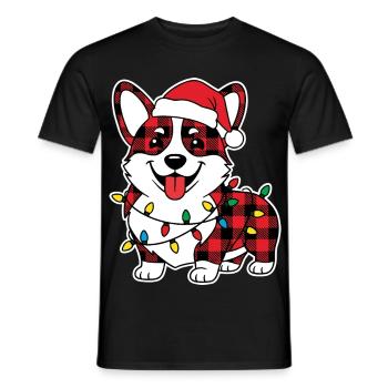 Hund Corgi Weihnachten Plaid Rot Plaid - Männer T-Shirt - Schwarz - Vorne - AI Model Male 178 light (178cm)