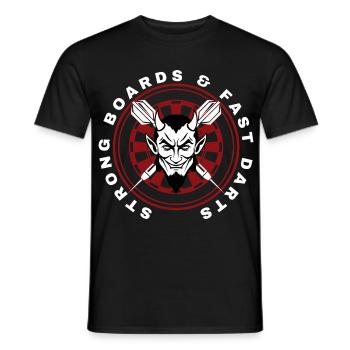 DARTS, DARTBOARD AND DEVIL - Men's T-Shirt - black - Front - AI Model Male 178 light (178cm)