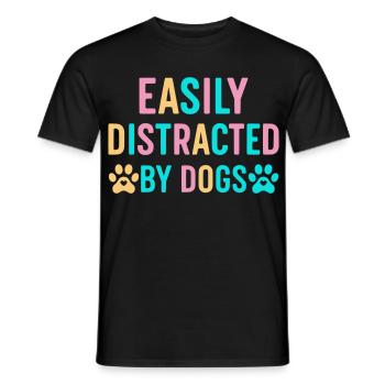 Facilement distrait par les chiens - T-shirt homme - noir - Devant - AI Model Male 178 light (178cm)
