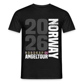 Nordkap Norwegen Angeltour 2026 - Männer T-Shirt - Schwarz - Vorne - AI Model Male 178 light (178cm)