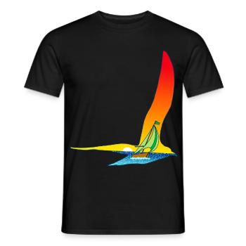 Der Vogel und das Segelboot - Männer T-Shirt - Schwarz - Vorne - AI Model Male 178 light (178cm)