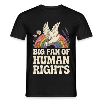 Big fan of human rights Social - Men's T-Shirt - black - Front - AI Model Male 178 light (178cm)