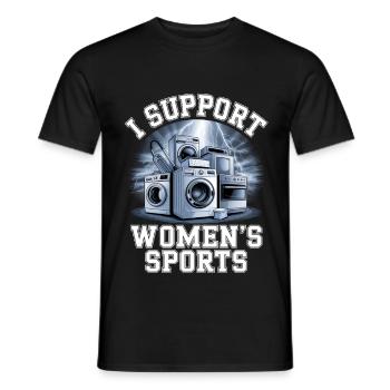 I Support Women's Sports Unwearable Bootleg - Men's T-Shirt - black - Front - AI Model Male 178 light (178cm)