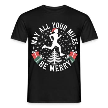 Running Christmas Shirt May All Your Miles Be Merry - Men's T-Shirt - black - Front - AI Model Male 178 light (178cm)