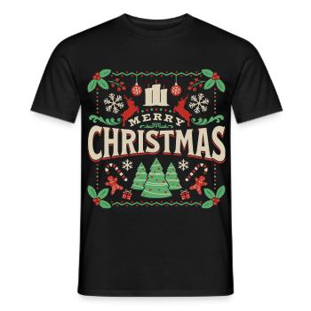 Merry Christmas Retro Typo ugly style - Men's T-Shirt - black - Front - AI Model Male 178 light (178cm)