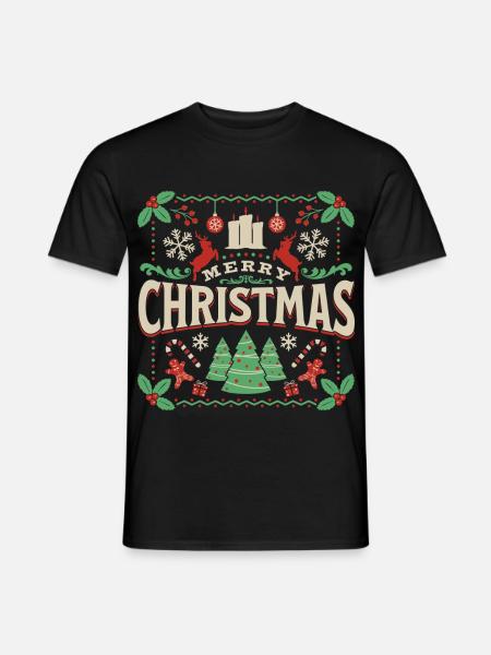 Frohe Weihnachten Retro Typo ugly stil - Männer T-Shirt - Schwarz